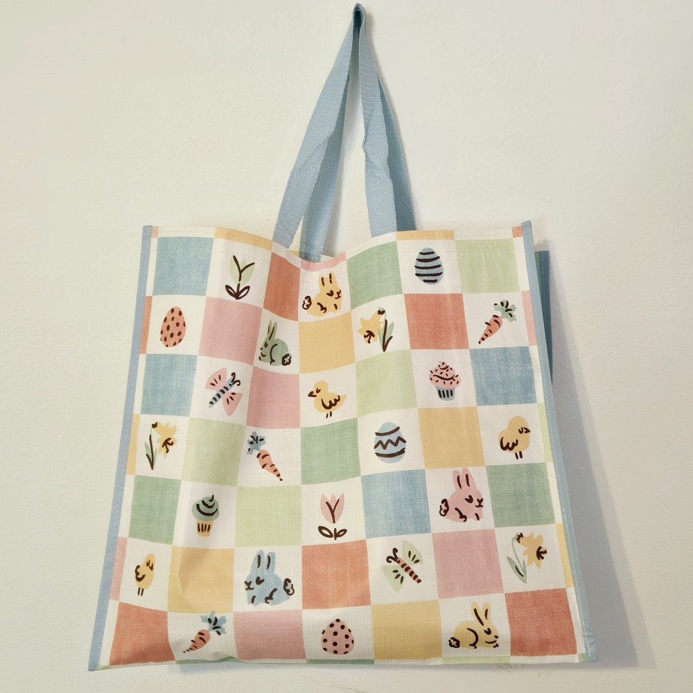 Easter Bunny Eggs Chicks Carrots Flowers Spring Tote Bag TJMaxx TJ Maxx